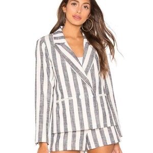 L'Academie Striped Blazer Jacket in White and Black